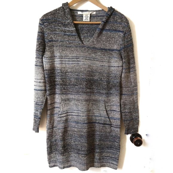 Gray Long Sleeve Hooded Sweater Dress Size Med - Picture 1 of 4